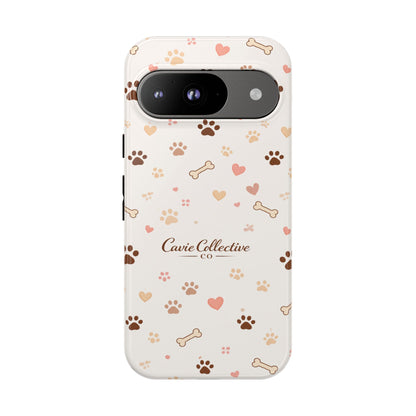 Neutral Paw Print Phone Case – Aesthetic Dog Mum Phone Case – Protective Cute Case