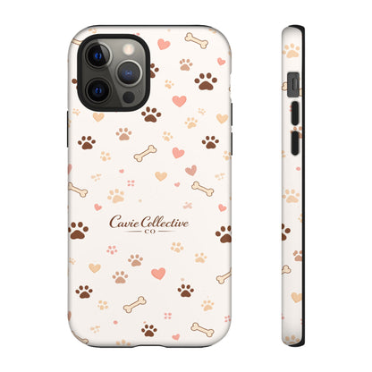 Neutral Paw Print Phone Case – Aesthetic Dog Mum Phone Case – Protective Cute Case