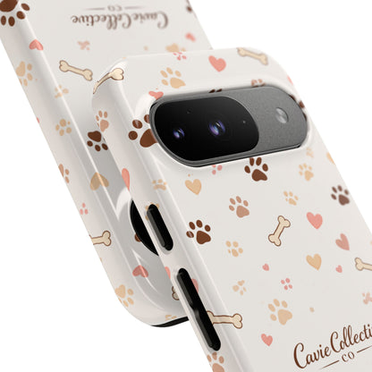 Neutral Paw Print Phone Case – Aesthetic Dog Mum Phone Case – Protective Cute Case
