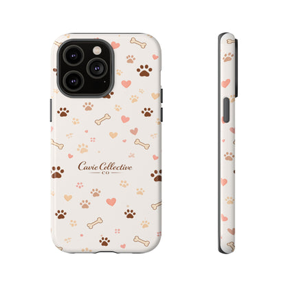Neutral Paw Print Phone Case – Aesthetic Dog Mum Phone Case – Protective Cute Case