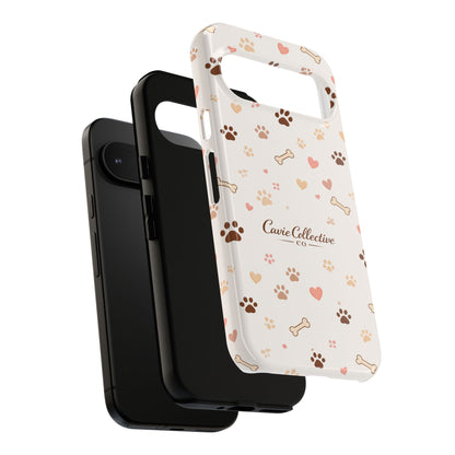 Neutral Paw Print Phone Case – Aesthetic Dog Mum Phone Case – Protective Cute Case