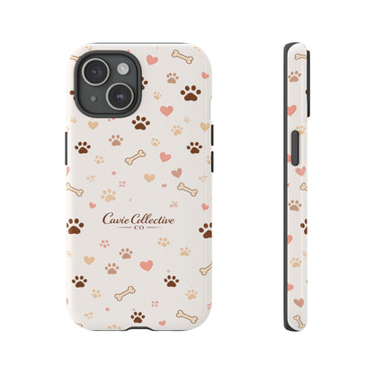 Neutral Paw Print Phone Case – Aesthetic Dog Mum Phone Case – Protective Cute Case