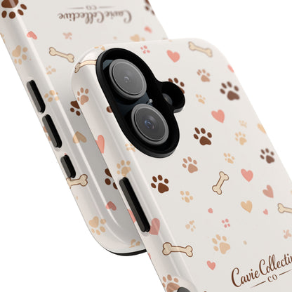 Neutral Paw Print Phone Case – Aesthetic Dog Mum Phone Case – Protective Cute Case