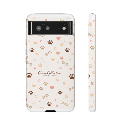 Neutral Paw Print Phone Case – Aesthetic Dog Mum Phone Case – Protective Cute Case
