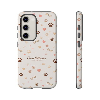 Neutral Paw Print Phone Case – Aesthetic Dog Mum Phone Case – Protective Cute Case