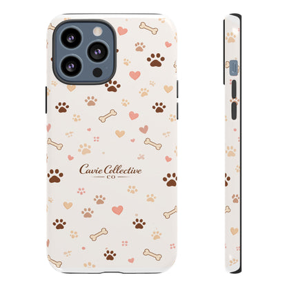 Neutral Paw Print Phone Case – Aesthetic Dog Mum Phone Case – Protective Cute Case