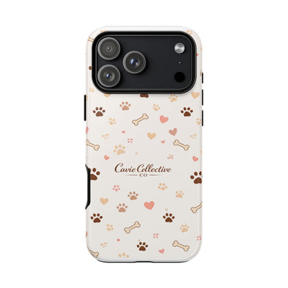 Neutral Paw Print Phone Case – Aesthetic Dog Mum Phone Case – Protective Cute Case