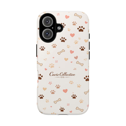 Neutral Paw Print Phone Case – Aesthetic Dog Mum Phone Case – Protective Cute Case