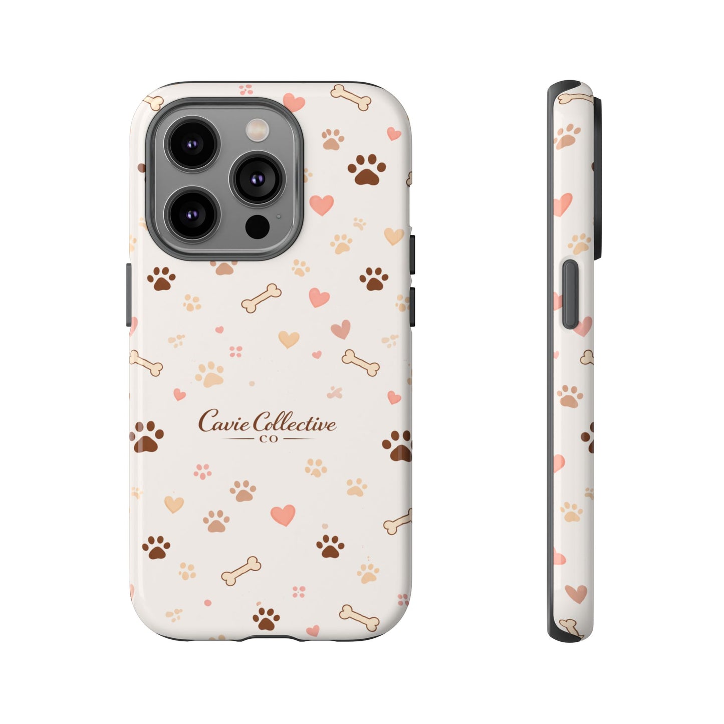 Neutral Paw Print Phone Case – Aesthetic Dog Mum Phone Case – Protective Cute Case