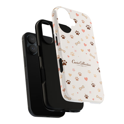 Neutral Paw Print Phone Case – Aesthetic Dog Mum Phone Case – Protective Cute Case