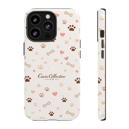 Neutral Paw Print Phone Case – Aesthetic Dog Mum Phone Case – Protective Cute Case