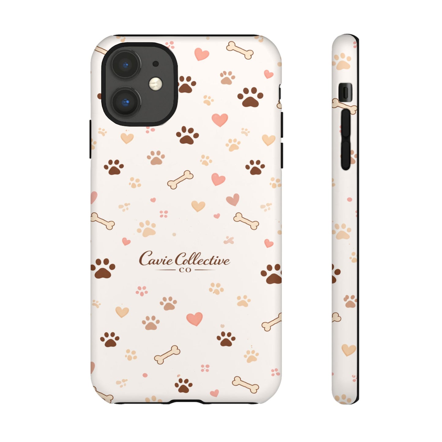 Neutral Paw Print Phone Case – Aesthetic Dog Mum Phone Case – Protective Cute Case