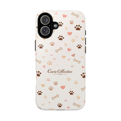 Neutral Paw Print Phone Case – Aesthetic Dog Mum Phone Case – Protective Cute Case