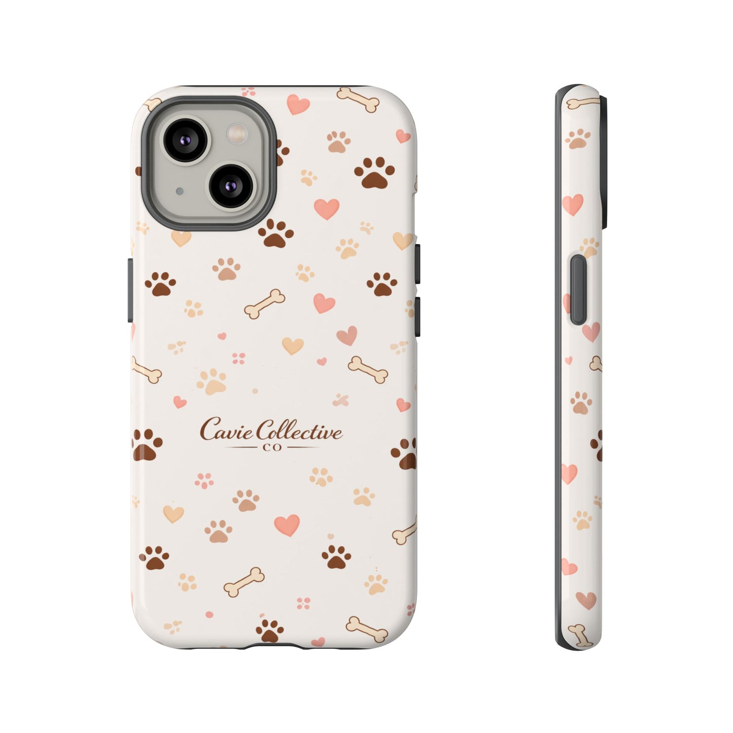 Neutral Paw Print Phone Case – Aesthetic Dog Mum Phone Case – Protective Cute Case